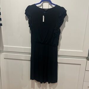 Chic Black Ruffle Jersey Dress